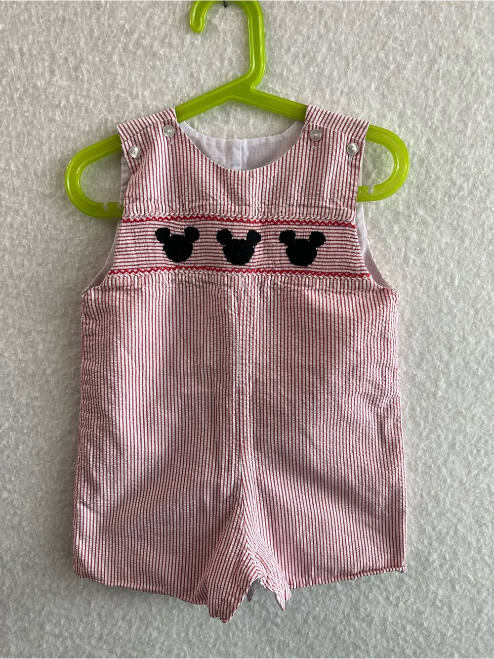 Velani Classics Red & White Striped Kids Romper with Mickey Mouse